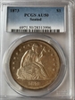 1873 $1 Seated AU50