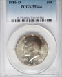 1986-D 50C MS66
