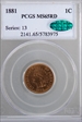 1881 1C MS65RD