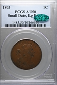 1803 1C Small Date, Large Fraction AU50BN