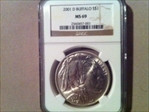 2001 $1 D Buffalo Commemorative Silver Dollar MS 69