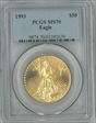1993 $50 Gold Eagle MS70