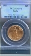 1991 $25 Gold Eagle MS70