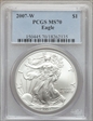 2007-W $1 Burnished Silver Eagle SP70