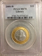 2000-W $10 Library of Congress Bimetallic MS70
