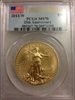 2011-W $50 Burnished Gold Eagle 25th Anniversary First Strike SP70