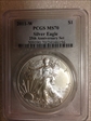 2011-W $1 Burnished Silver Eagle 25th Anniversary Set SP70