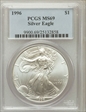 1996 $1 Silver Eagle MS69
