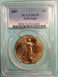 2001 $50 Gold Eagle MS70