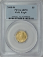 2008-W $5 Burnished Gold Eagle SP70