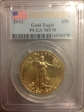 2013 $50 Gold Eagle First Strike MS70