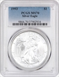 1993 $1 Silver Eagle MS70