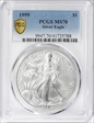1999 $1 Silver Eagle MS70