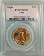 1996 $25 Gold Eagle MS70