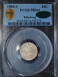 1866-S 10C MS64