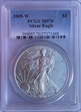 2008-W $1 Burnished Silver Eagle SP70