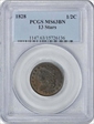 1828 1/2C 13 Stars MS63BN