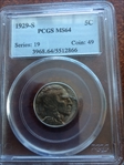 1929-S 5C MS64