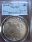 1934-S $1 MS65