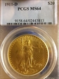 1911-D $20 MS64