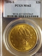 1898-S $20 MS62