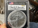 2021 $1 Silver Eagle - Type 2 First Day of Issue Emily S. Damstra MS70