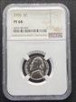 1955 5C Jefferson Five Cents PF 68