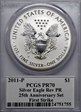 2011-P $1 Silver Eagle Rev PR 25th Anniversary Set First Strike Mercanti Signatu PR70