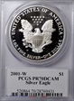 2001-W $1 Silver Eagle Moy Signature PR70DCAM