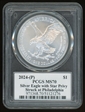 2024-(P) $1 Silver Eagle with Star Privy Struck at Philadelphia Ultra Breaks MS70