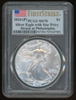 2024-(P) $1 Silver Eagle with Star Privy Struck at Philadelphia First Strike MS70