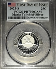 2023-S 25C Maria Tallchief-Silver First Day of Issue PR70DCAM