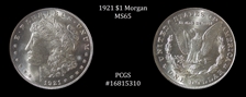 1921 $1 Morgan MS65