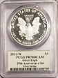 2011-P $1 Silver Eagle Rev PR 25th Anniversary Set First Strike PR70