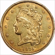 1834 $5 Classic Head, Plain 4 AU58