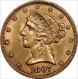1907-D $5 MS62