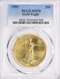 1991 $50 Gold Eagle MS70
