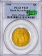 1799 $5 Small Stars Reverse VF35