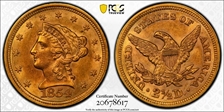 1854 $2.50 MS62