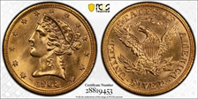1908 $5 Liberty MS63