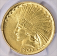 1907 $10 Indian AU58