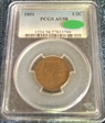 1851 1/2C AU58BN