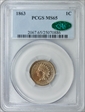 1863 1C MS65