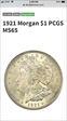 1921 $1 Morgan MS65