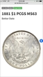 1881 $1 MS63