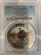 2021-P $1 Australian Emu Colorized MS70