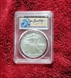 2008 $1 Silver Eagle First Strike Leonard Buckley MS70
