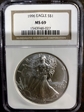 1996 $1 Silver Eagle MS69