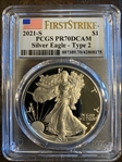 2021-S $1 Silver Eagle - Type 2 First Strike PR70DCAM