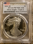2021-W  $1 Silver Eagle - Type 2 First Strike PR70DCAM